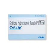 Cetcip 10 Mg Tablet Box/Carton showing the Front face.