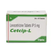 Cetcip L 5 Mg Box/Carton showing the Front face.
