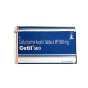 Cetil 500 Mg Box/Carton showing the Front face.