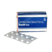 Cetil 500 Mg Box/Carton + Blister Pack showing the Front face.