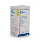 Champix 1 Mg Tablet Box/Carton showing the Front face.
