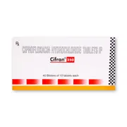 Cifran 250 Tablet Box/Carton + Blister Pack showing the Front face.
