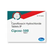 Cipcoz 500 Mg Tablet Box/Carton showing the Front face.