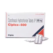 Ciplox 500 Mg Box/Carton + Blister Pack showing the Front face.