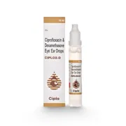 Ciplox D Eye-Ear Drops Box/Carton + Eye Drops Bottle showing the Front face.