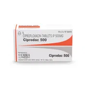 Ciprodac 500 Tablet Box/Carton showing the Front face.