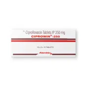 Ciprowin 250 Mg Tablet Box/Carton showing the Front face.