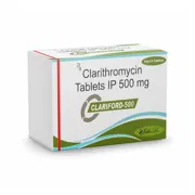 Clariford 500 Mg Tablet Box/Carton showing the Front face.