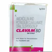 Clavam Dry Syrup 30 ml Box/Carton showing the Front face.