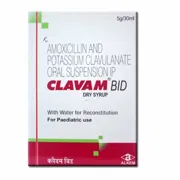 Clavam Dry Syrup 30 ml Box/Carton showing the Front face.