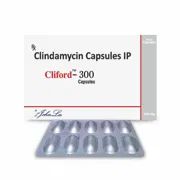 Cliford 300 Mg Box/Carton + Blister Pack showing the Front face.