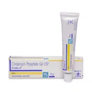 Clindac A 15 gm Tube + Box/Carton showing the Front face.