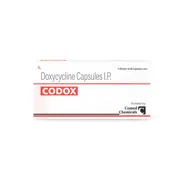 Codox 100 Mg Capsule Box/Carton showing the Front face.