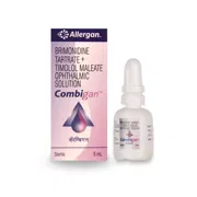 Combigan Eye Drop 5ml Box/Carton + Eye Drops Bottle showing the Front face.