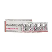 Combutol 200 Mg Box/Carton + Blister Pack showing the Front face.