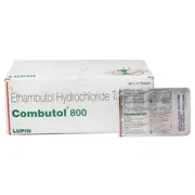 Combutol 800 Mg Box/Carton + Blister Pack showing the Front face.