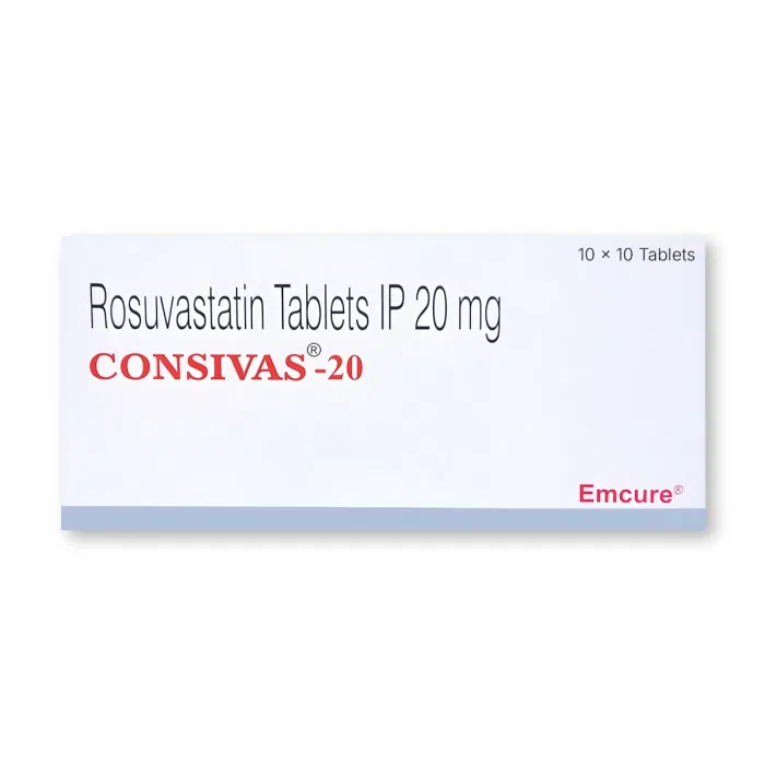 Consivas 20 Tablet Box/Carton showing the Front face.