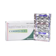 Corbis 2.5 Mg Box/Carton + Blister Pack showing the Front face.