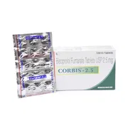 Corbis 2.5 Mg Box/Carton + Blister Pack showing the Front face.