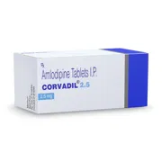 Corvadil 2.5 Tablet Box/Carton showing the Front face.