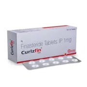 Curlzfin Tablet Box/Carton + Blister Pack showing the Front face.