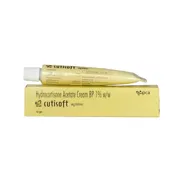 Cutisoft Cream 1% (10gm) Box/Carton + Tube showing the Front face.