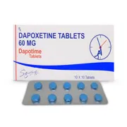 Dapotime 60 Mg Box/Carton + Blister Pack showing the Front/Back face.