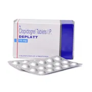 Deplatt 75 Mg Box/Carton + Blister Pack showing the Front face.
