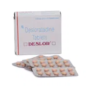 Deslor 5 Mg Box/Carton + Blister Pack showing the Front face.