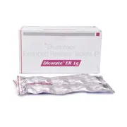 Dicorate ER 1000 Mg Box/Carton + Blister Pack showing the Front face.