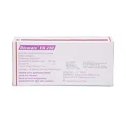 Dicorate ER 250 Mg Box/Carton showing the Back face.