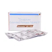Dicorate ER 750 Mg Box/Carton + Blister Pack showing the Front face.