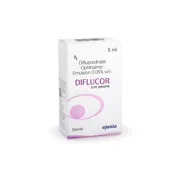 Diflucor 5 ml Box/Carton showing the Front face.