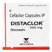 Distaclor 500 Mg Box/Carton + Blister Pack showing the Front face.