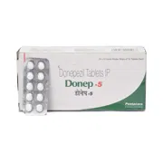 Donep 5 Mg Box/Carton + Blister Pack showing the Front face.
