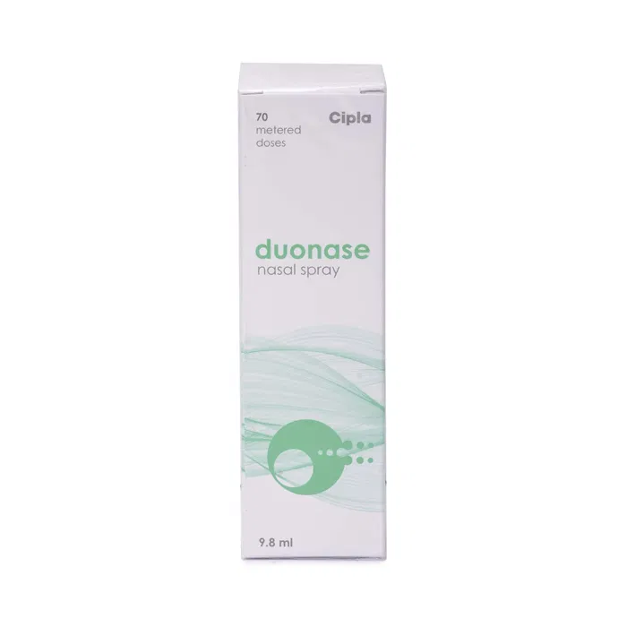 Duonase Nasal Spray 140 Mcg + 50 Mcg Box/Carton showing the Front face.