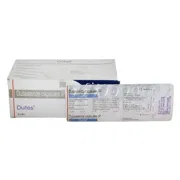 Dutas 0.5 Mg Box/Carton + Blister Pack showing the Front face.