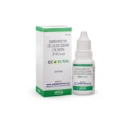Eco Tears 15 ml Box/Carton + Eye Drops Bottle showing the Front face.