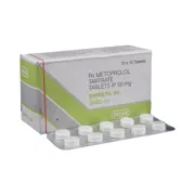 Embeta 50 Tablet Box/Carton + Blister Pack showing the Front face.