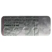 Embeta 50 Tablet Blister Pack showing the Back face.