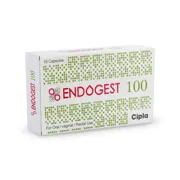 Endogest 100 Mg Capsule Box/Carton showing the Front face.