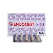 Endogest 200 Capsule Box/Carton + Blister Pack showing the Front face.