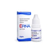 Epina 5 ml Box/Carton + Eye Drops Bottle showing the Front face.