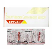 Epival Tablet Box/Carton + Blister Pack showing the Front face.