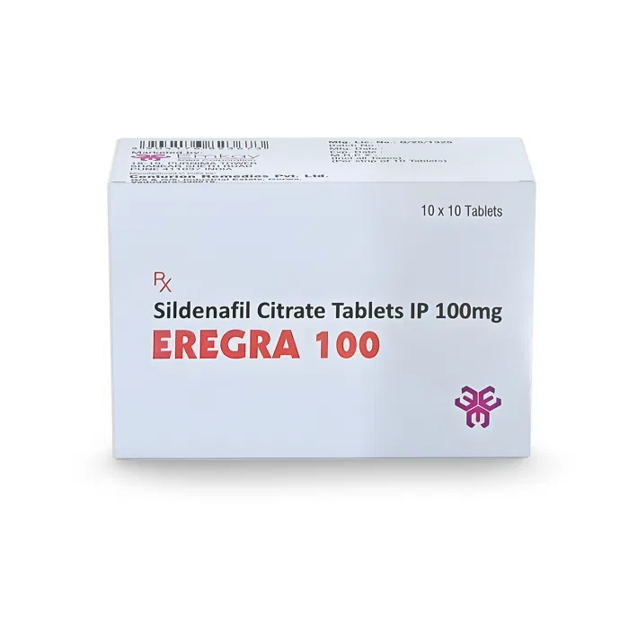Eregra 100 Mg Box/Carton showing the Front face.