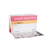 Eritel 80 Tablet Box/Carton + Blister Pack showing the Front face.
