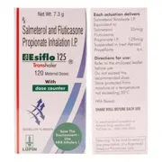 Esiflo Hfa 125 Transhaler Box/Carton showing the Front/Back face.
