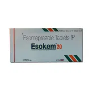 Esokem 20 Mg Tablet Box/Carton + Blister Pack showing the Front face.