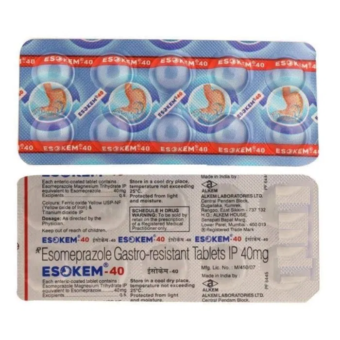 Esokem 40 Mg Tablet Blister Pack showing the Front/Back face.