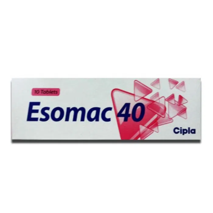 Esomac 40 Mg Tablet Box/Carton showing the Front face.